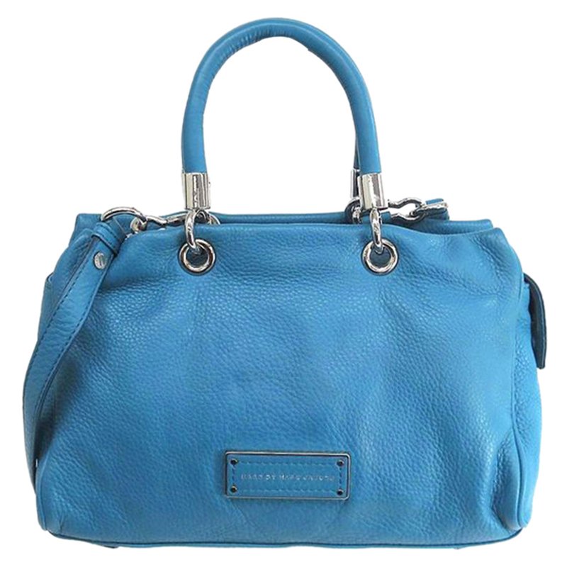 Pre Owned Marc by Marc Jacobs Blue Pebbled Leather Too Hot To Handle Tote
