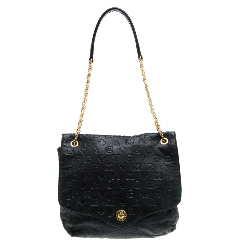 Pre Owned حقيبة كتف مارك باي مارك جاكوبس طباعة حالمة جلد سوداء