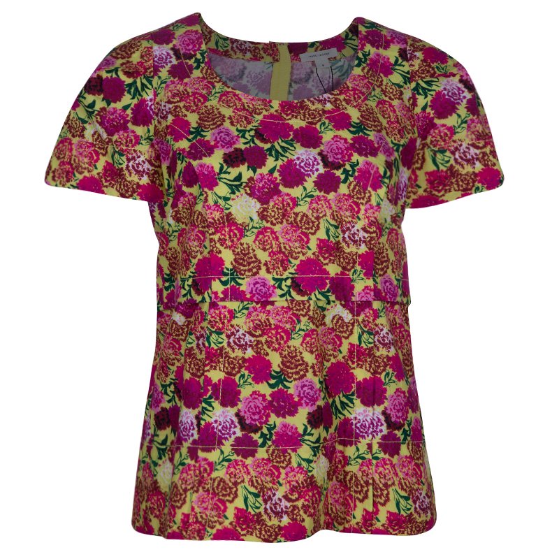 Pre Owned Marc Jacobs Floral Print Short Sleeve Top M