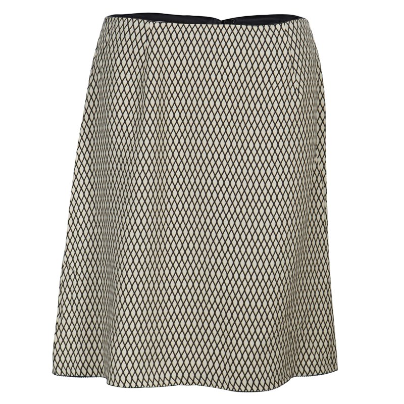 Pre Owned Marc Jacobs Cream Patterned A-Line Skirt M