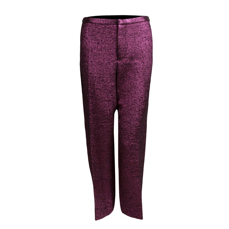 Pre Owned Marc Jacobs Metallic Pink Wool Trousers XL