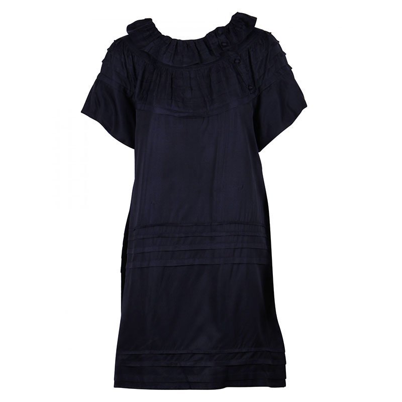 Pre Owned Marc Jacobs Black Ruffle Neck Dress M