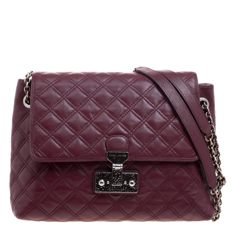 Pre Owned Marc Jacobs Burgundy Quilted Leather Baroque Shoulder Bag
