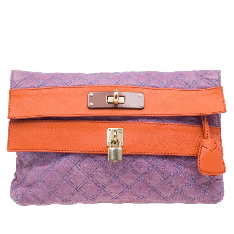 Marc Jacobs Purple/Orange Quilted Leather Oversized Pochette 