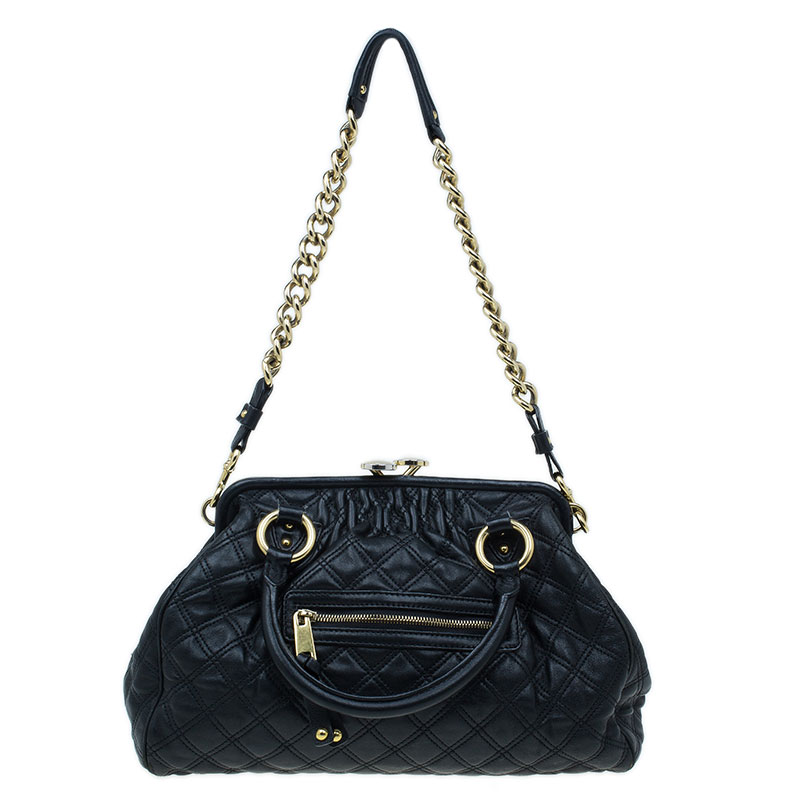 Pre Owned Marc Jacobs Black Quilted Leather Stam Shoulder Bag
