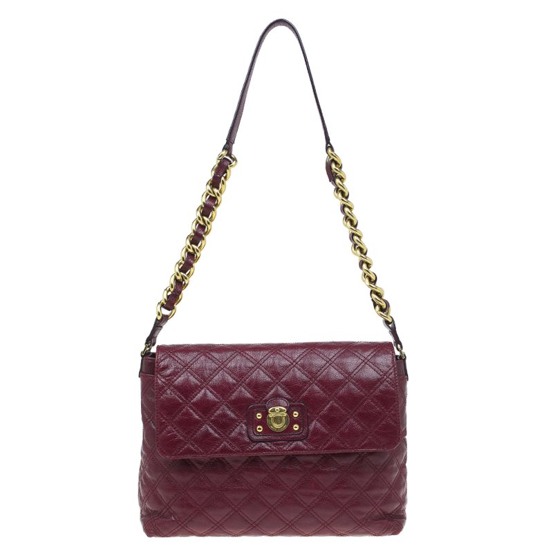 Pre Owned Marc Jacobs Burgundy Quilted Leather The XL Shoulder Bag