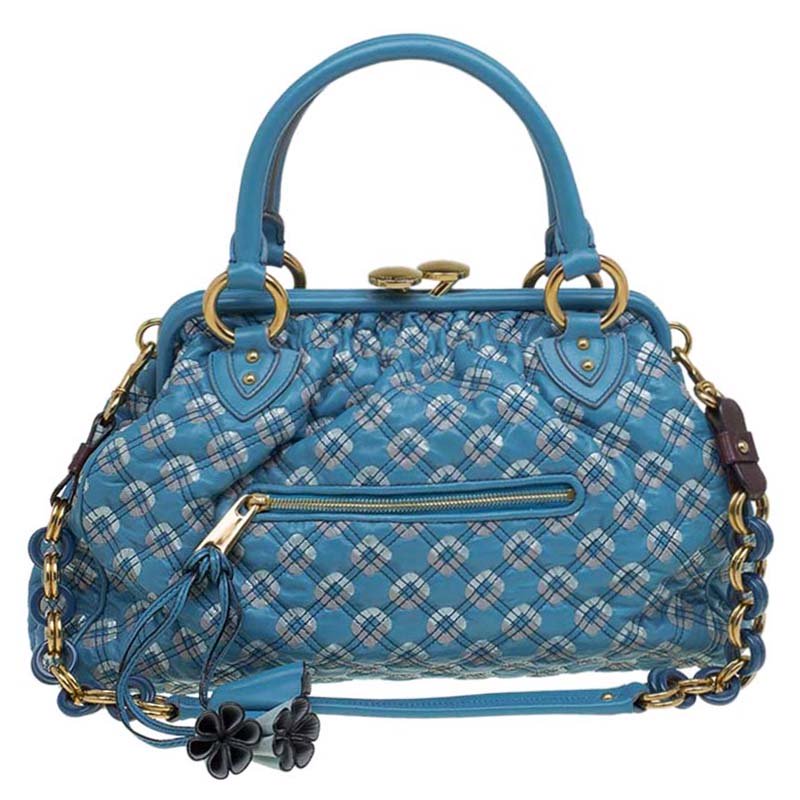 Pre Owned Marc Jacobs Blue Quilted Leather Robert Leslie Stam Satchel