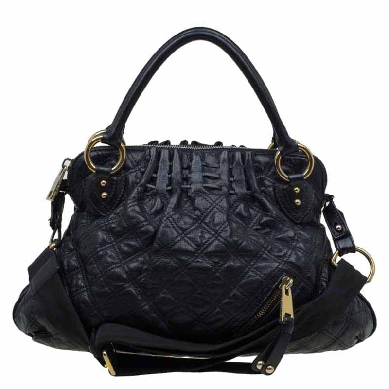 Pre Owned Marc Jacobs Black Quilted Leather Cecilia Satchel