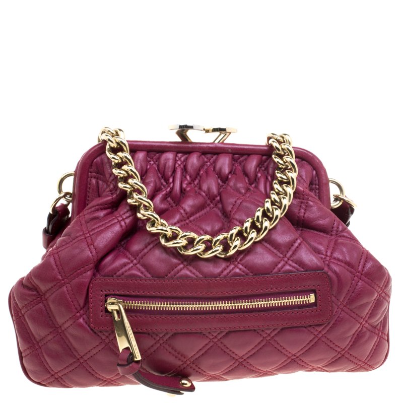 Pre Owned Marc Jacobs Burgundy Leather Mini Stam Shoulder Bag