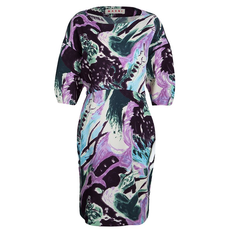 Marni Multicolor Printed Knit Oversized Dress S