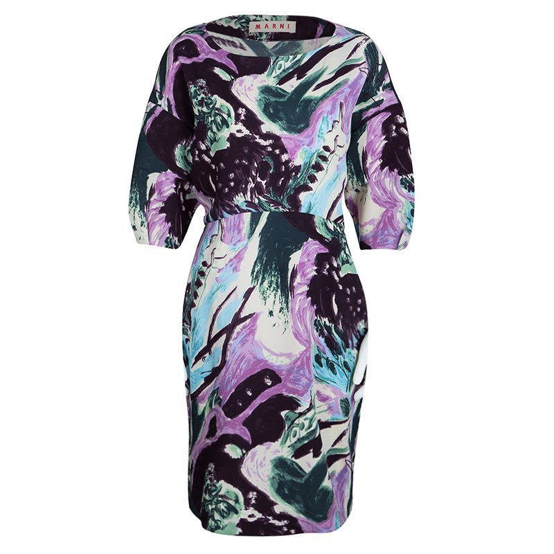Pre Owned Marni Multicolor Printed Knit Oversized Dress S