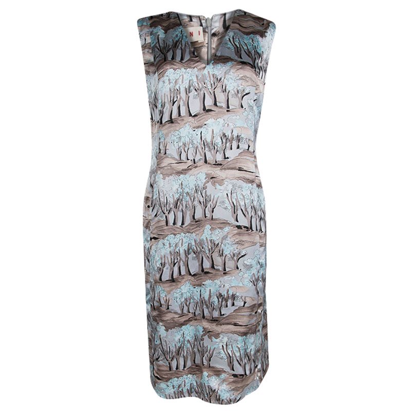 Marni Multicolor Printed Sleeveless Shift Dress M