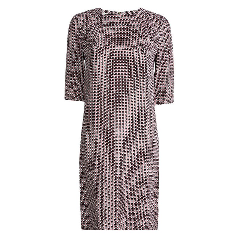 Pre Owned Marni Multicolor Checkered Print Square Neck Shift Dress S