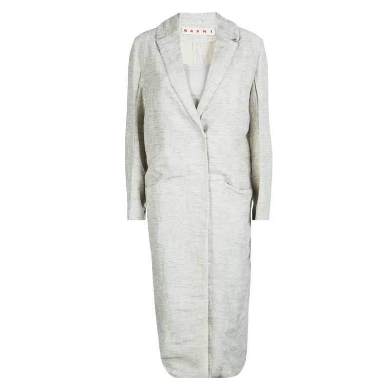 Marni  Cream Textured Duster Overcoat S