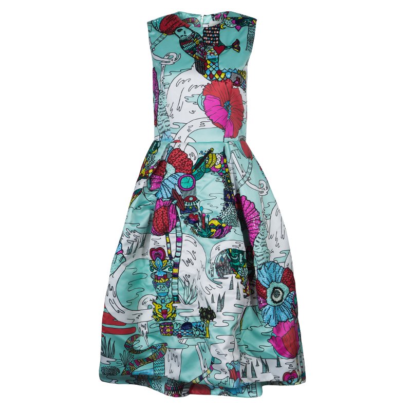 Mary Katrantzou Multicolor Print Embellished Sleeveless Astere Dress M