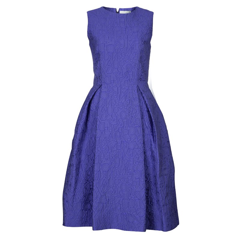 Pre Owned Mary Katrantzou Blue Embossed Sleeveless Dress M