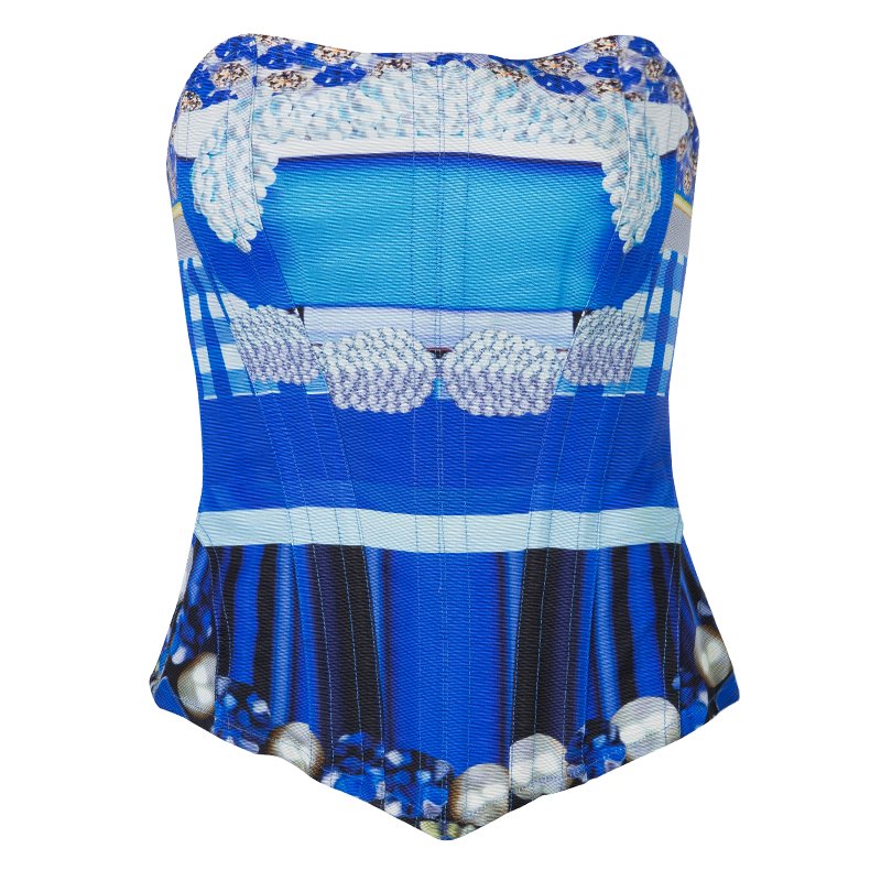 Pre Owned Mary Katrantzou Blue Printed Corset M