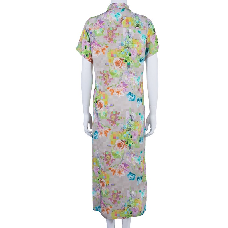 Pre Owned Matthew Williamson Printed Button Down Shirt Dress M