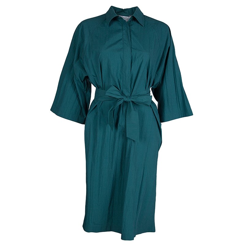 Pre Owned Max Mara Jade Green Shirt Dress M