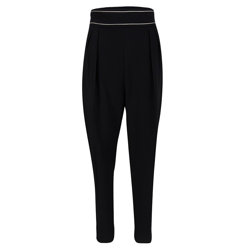 Pre Owned Max Mara Black Pleated High Waist Trousers M
