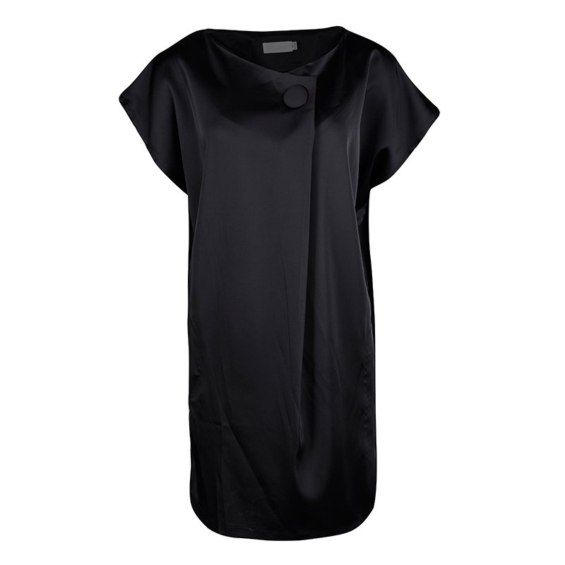 Pre Owned Max Mara Black Overlap Short Sleeve Dress M