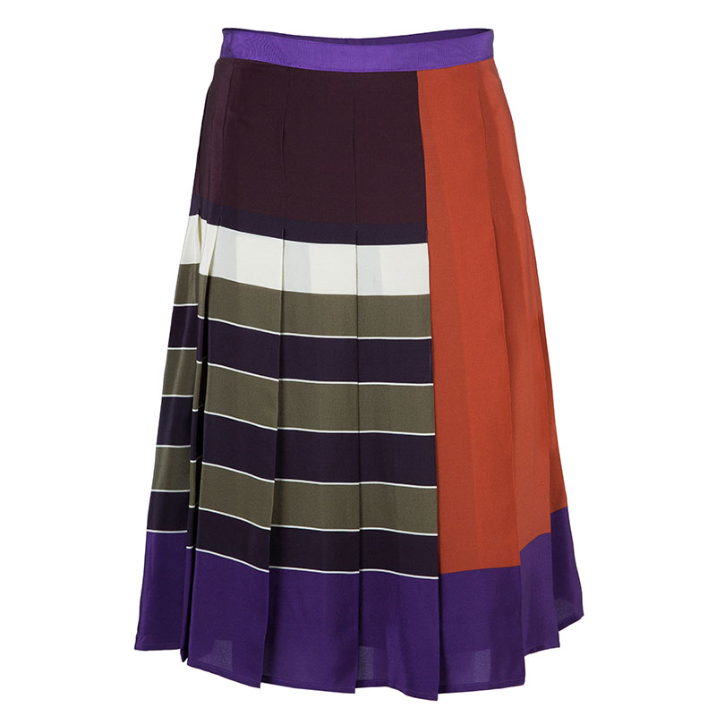 Pre Owned Max Mara Colorblock Knee Length Skirt L