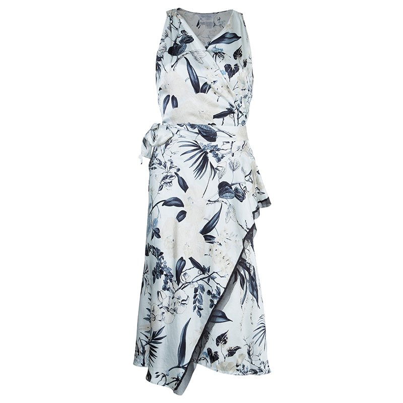 Pre Owned Max Mara Floral Silk Wrap Dress M