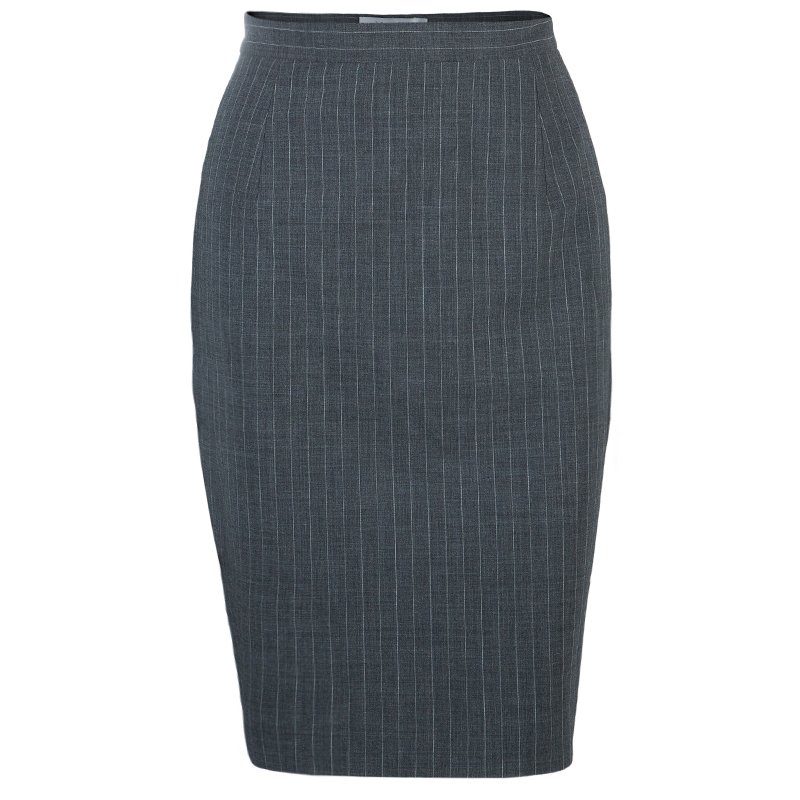 Pre Owned Max Mara Grey Pinstripe Pencil Skirt S