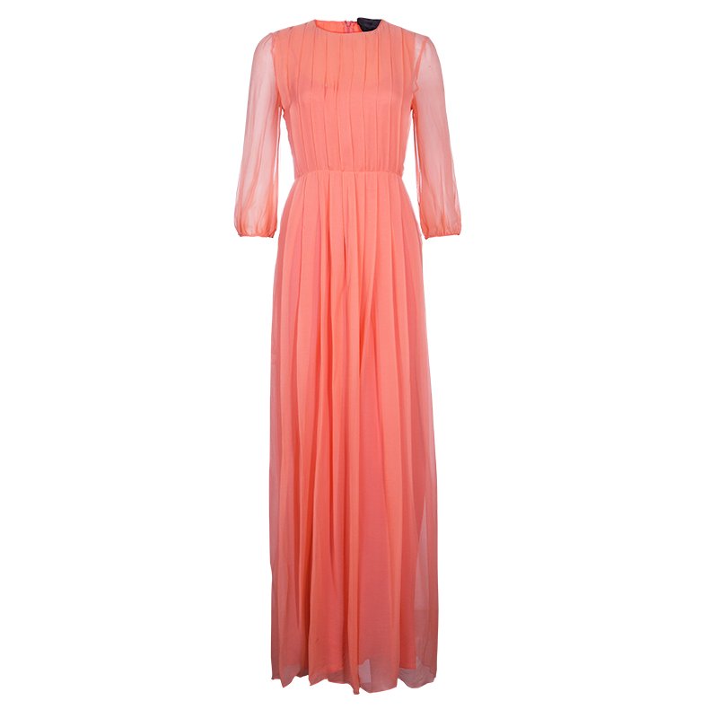 Pre Owned Max Mara Salmon Pink Chiffon Dress XS