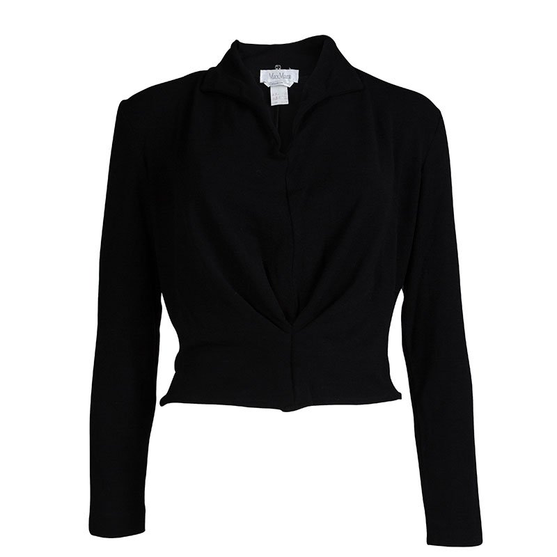 Pre Owned Max Mara Black Knit Long Sleeve Crop Top S