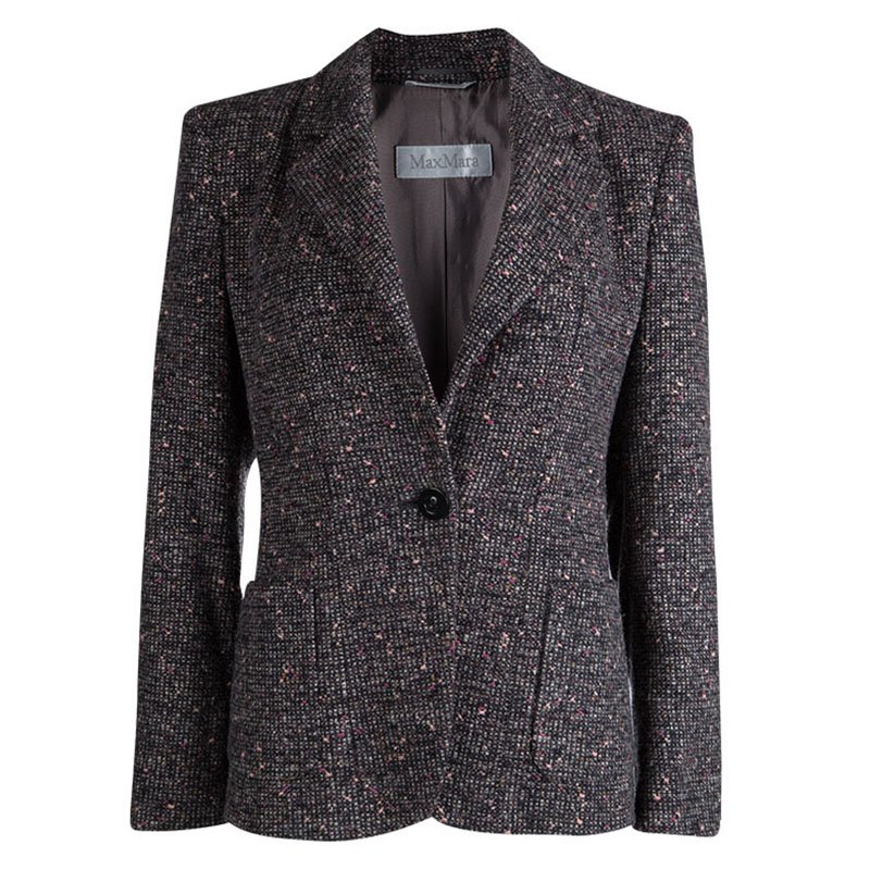 Max Mara Multicolor Textured Wool Blazer S