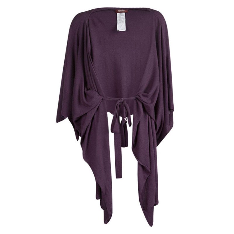 Pre Owned Max Mara Purple Cashmere High Low Tie Detail Cardigan M