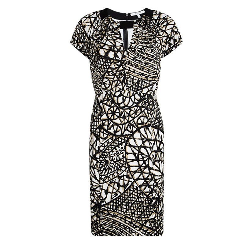 Pre Owned Max Mara Multicolor Printed Jersey Short Sleeve Dress M