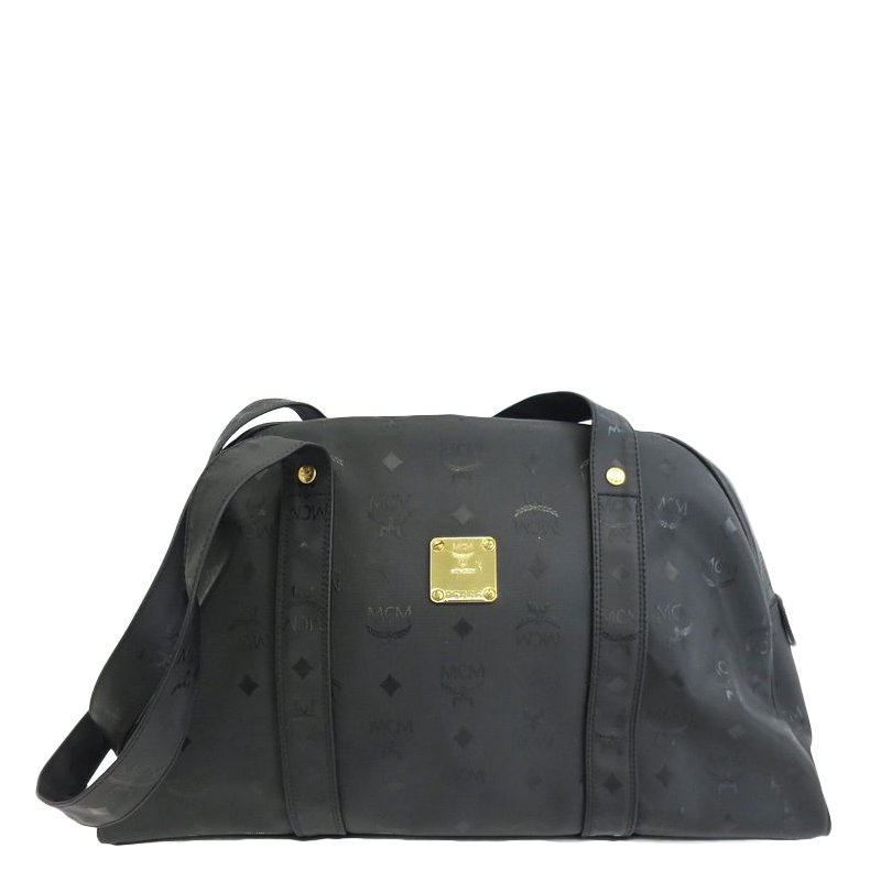 MCM Black Visetos Nylon Heritage Shoulder Bag