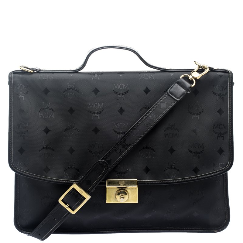 Pre Owned MCM Black Nylon Business Briefcase