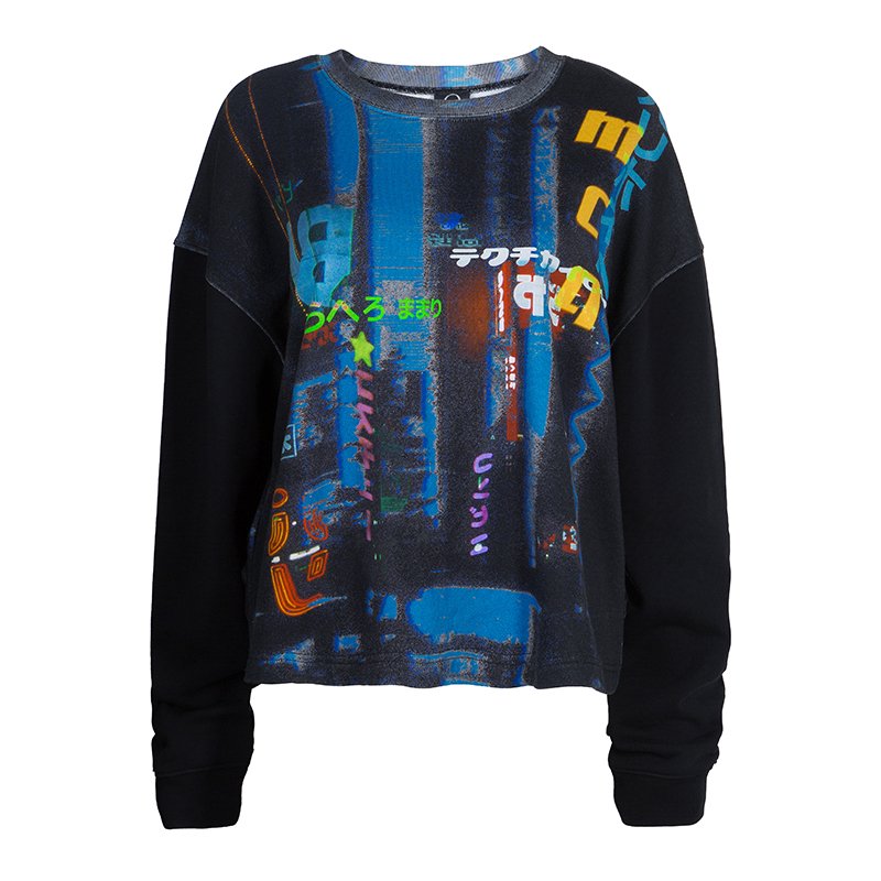 Pre Owned McQ by Alexander McQueen Black Printed Hazy Night Sweatshirt XL