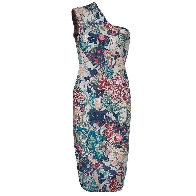 مملوكة مسبقًا McQ by Alexander McQueen Multicolor One Shoulder Zip Dress M