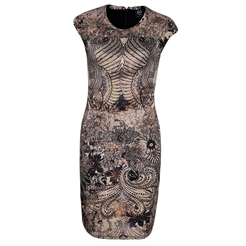 مملوكة مسبقًا McQ By Alexander McQueen Printed Bodycon Dress M