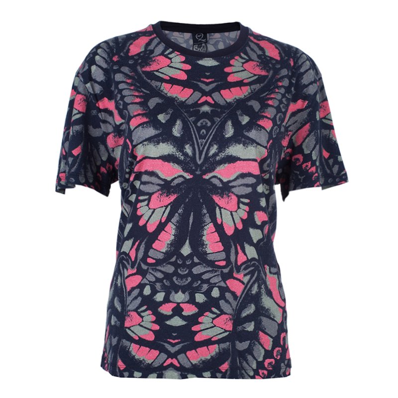 Pre Owned McQ By Alexander McQueen Butterfly Printed Boyfriend T-Shirt L