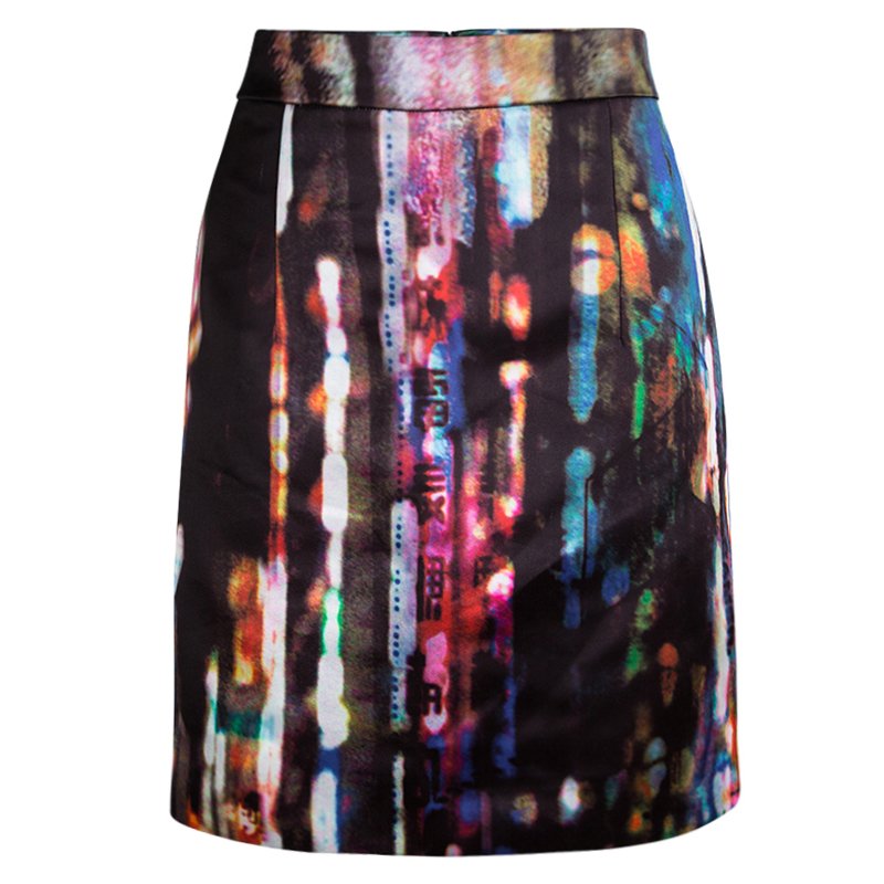 McQ By Alexander McQueen Multicolor Blurry Lights Print  Skirt S