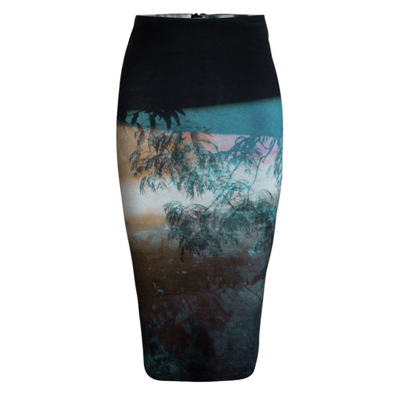 Pre Owned McQ By Alexander McQueen Multicolor Printed Knit Tube Skirt XS