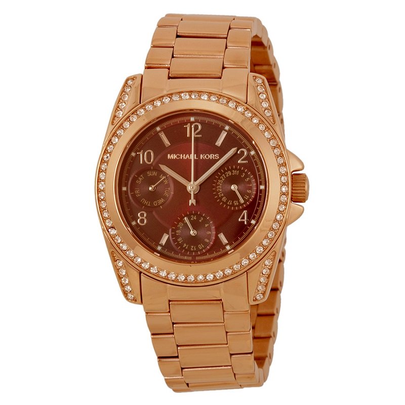 Michael Kors Red Gold-Plated Stainless Steel Crystal Mini Blair MK6092 Women's Wristwatch 33MM