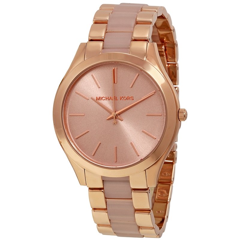 michael kors slim runway coated stainless steel watch