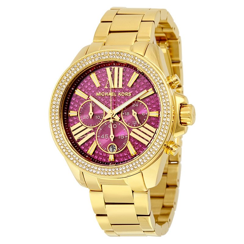Pre Owned Michael Kors Purple Gold-Plated Stainless Steel Wren MK6290 Women's Wristwatch 42MM