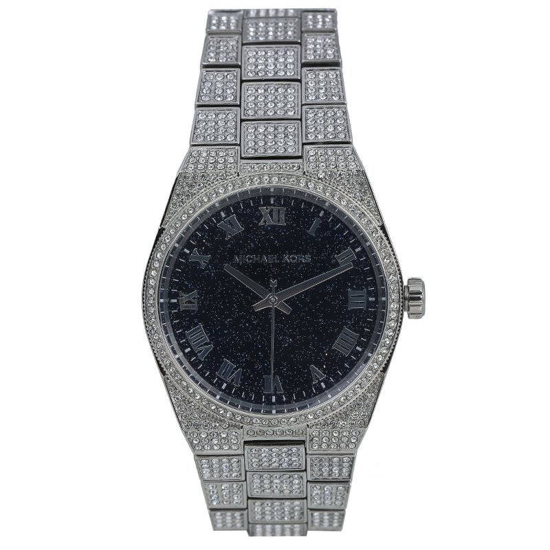 Pre Owned Michael Kors Black Stainless Steel Crystal Channing MK6089 Women's Wristwatch 38MM