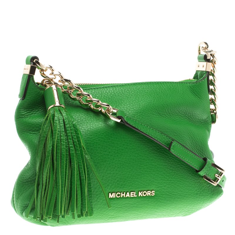Michael Kors Leather Handbag And Wrist Wallet Dark Green Purse Tote Set   eBay
