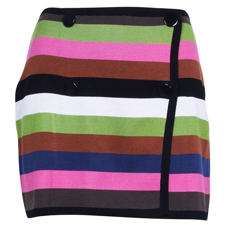 Pre Owned Missoni Multicolor Striped Knit Mini Skirt S