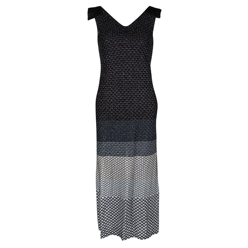 Pre Owned Missoni Textured Lurex Knit Scoop Back Detail Sleeveless Maxi Dress S