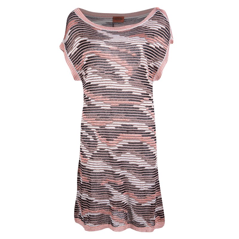 Pre Owned Missoni Multicolor Patterned Lurex Knit Detail Tunic L