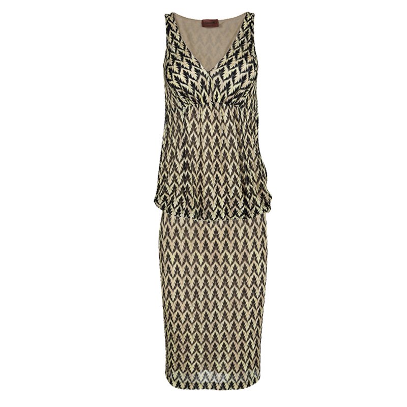 Pre Owned Missoni Multicolor Printed Knit Tie Detail Top and Skirt Set S